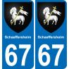 67 Schaeffersheim sticker plate registration city