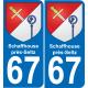 67 Schaffhouse-près-Seltz adesivo piastra di registrazione city
