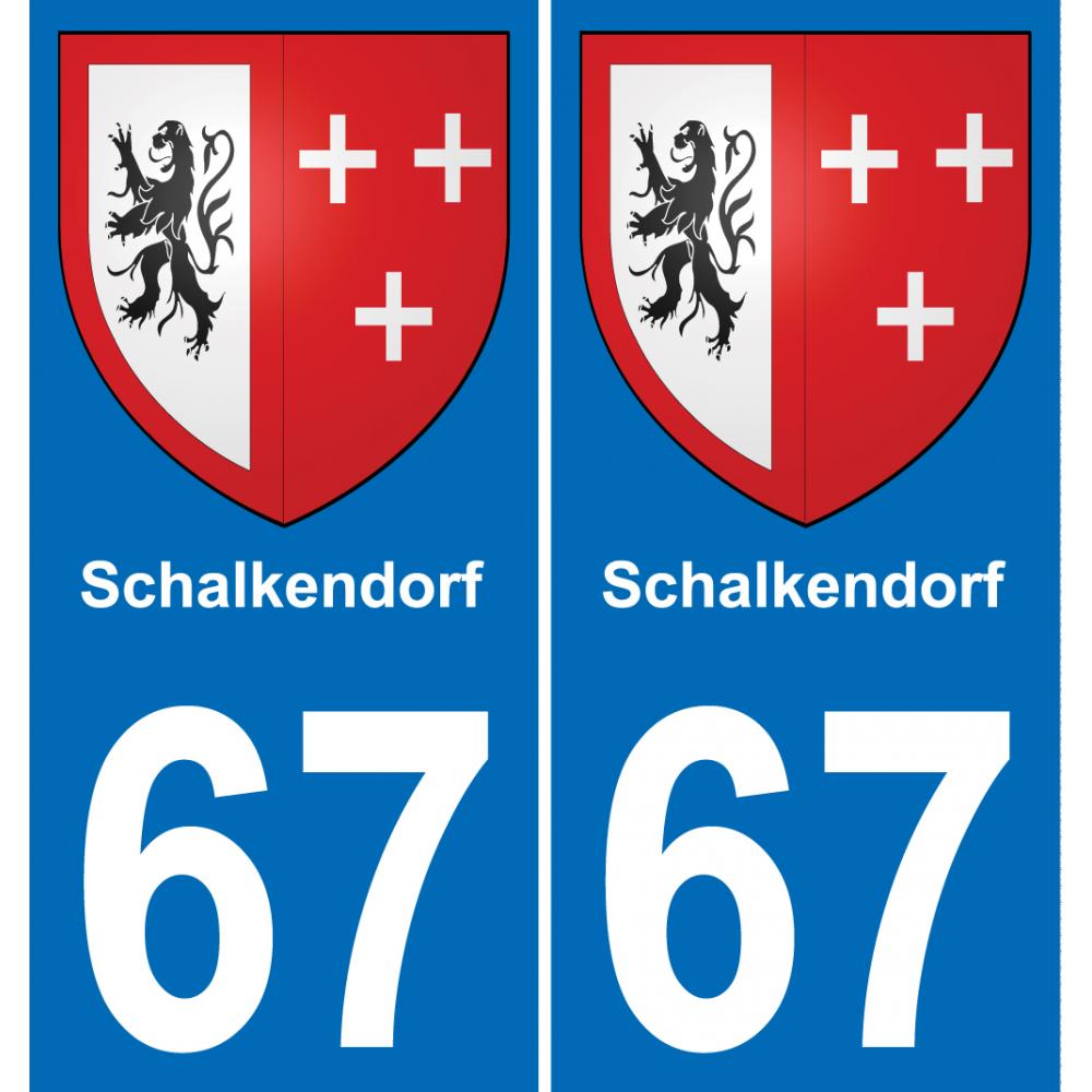 67 Schalkendorf autocollant sticker plaque immatriculation auto ville
