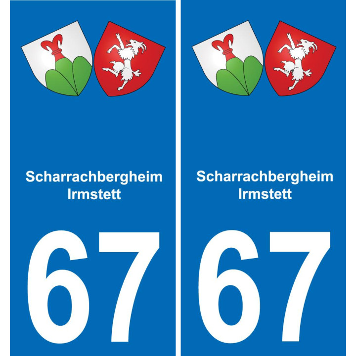 67 Scharrachbergheim-Irmstett autocollant sticker plaque immatriculation auto ville