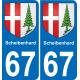 67 Scheibenhard autocollant sticker plaque immatriculation auto ville