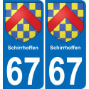 67 Schirrhoffen placa etiqueta de registro de la ciudad