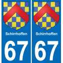67 Schirrhoffen placa etiqueta de registro de la ciudad