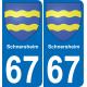 67 Schnersheim sticker plate registration city