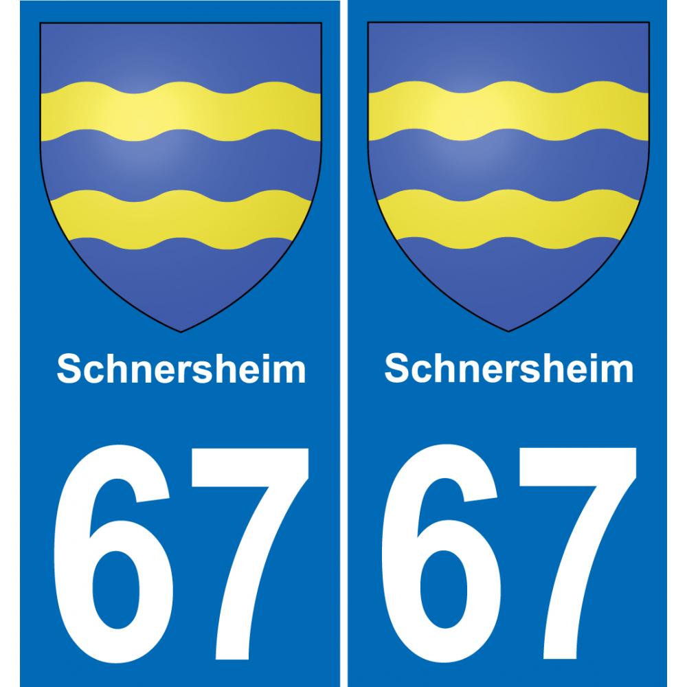 67 Schnersheim autocollant sticker plaque immatriculation auto ville