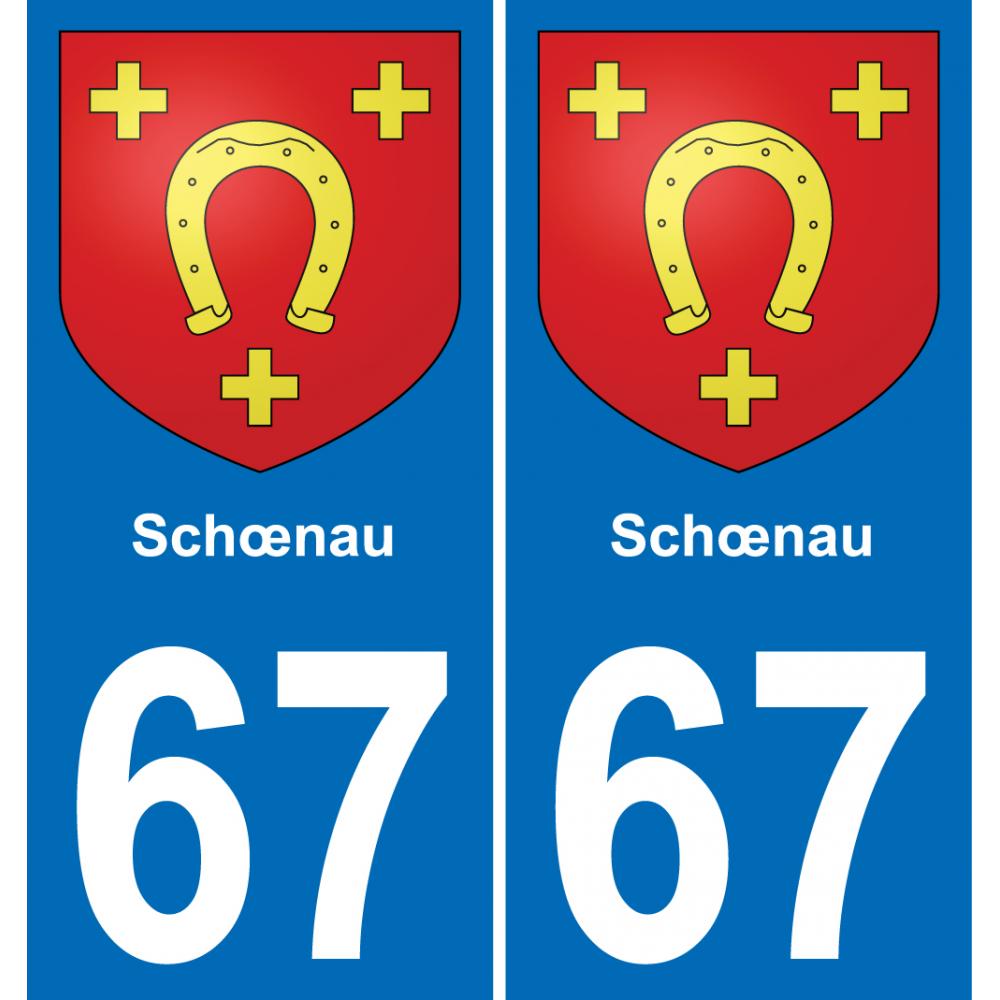 67 Schœnau autocollant sticker plaque immatriculation auto ville