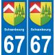 67 Schœnbourg autocollant sticker plaque immatriculation auto ville