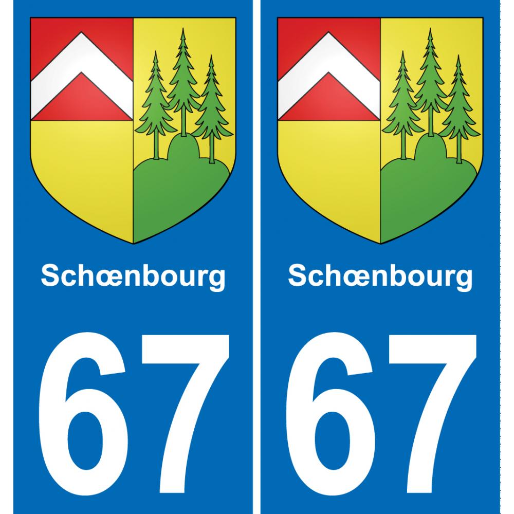 67 Schœnbourg autocollant sticker plaque immatriculation auto ville