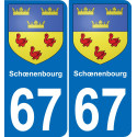67 Schœnenbourg autocollant sticker plaque immatriculation auto ville