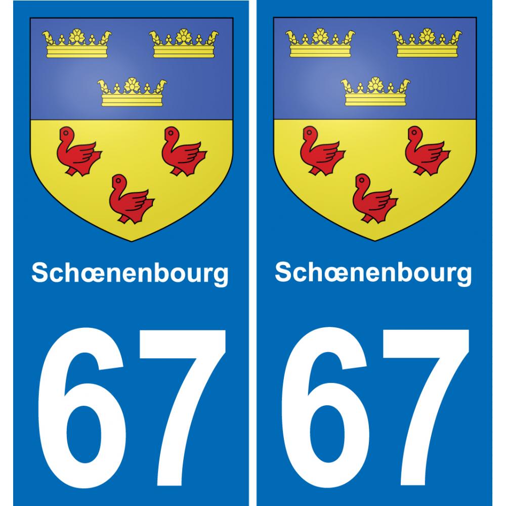 67 Schœnenbourg autocollant sticker plaque immatriculation auto ville