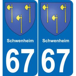 67 Schwenheim autocollant sticker plaque immatriculation auto ville