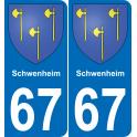 67 Schwenheim autocollant sticker plaque immatriculation auto ville