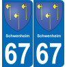 67 Schwenheim autocollant sticker plaque immatriculation auto ville