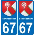 67 Schwobsheim autocollant sticker plaque immatriculation auto ville