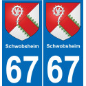 67 Schwobsheim placa etiqueta de registro de la ciudad