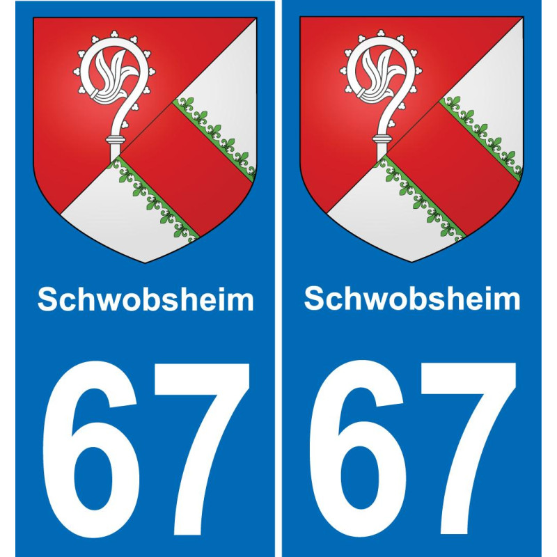 67 Schwobsheim placa etiqueta de registro de la ciudad