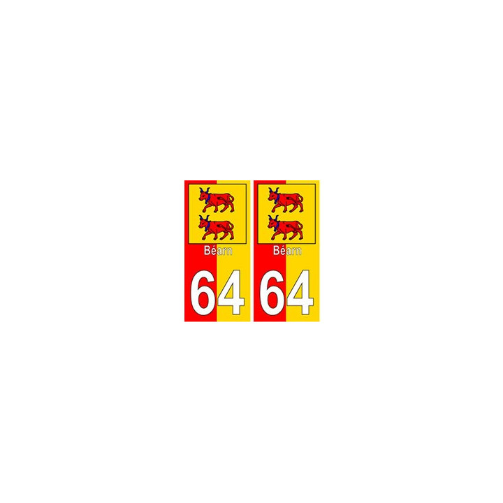 64 Bearn fond rouge jaune autocollant plaque