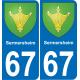 67 Sermersheim autocollant sticker plaque immatriculation auto ville