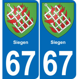 67 Siegen autocollant sticker plaque immatriculation auto ville