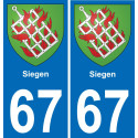 67 Siegen adesivo piastra di registrazione city