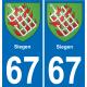67 Siegen autocollant sticker plaque immatriculation auto ville