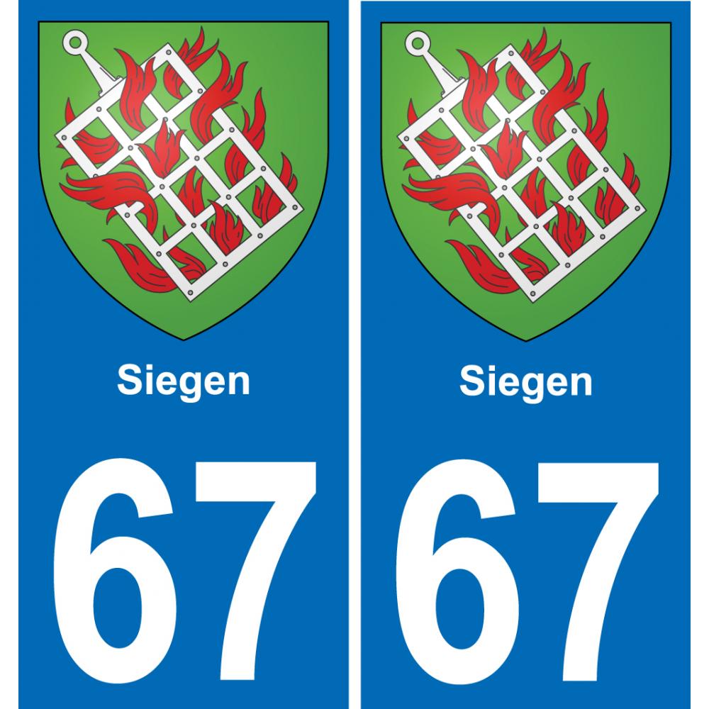 67 Siegen autocollant sticker plaque immatriculation auto ville