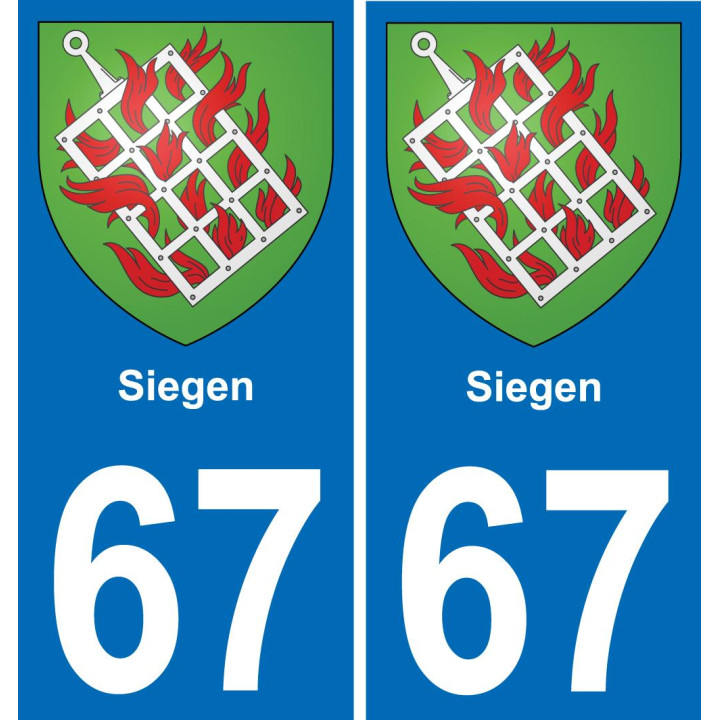 67 Siegen autocollant sticker plaque immatriculation auto ville
