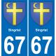 67 Singrist placa etiqueta de registro de la ciudad