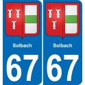 67 Solbach autocollant sticker plaque immatriculation auto ville