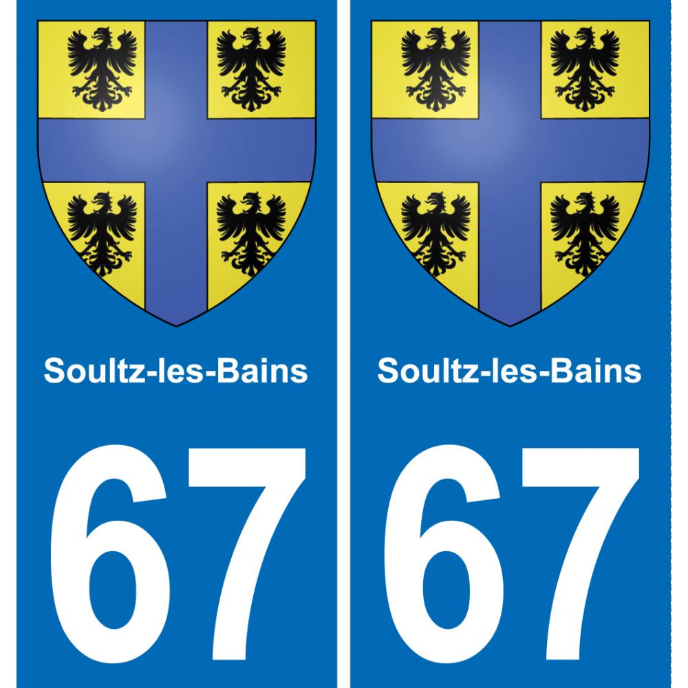 67 Soultz-les-Bains autocollant sticker plaque immatriculation auto ville