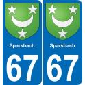 67 Sparsbach autocollant sticker plaque immatriculation auto ville