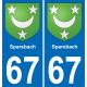67 Sparsbach autocollant sticker plaque immatriculation auto ville