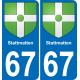 67 Stattmatten autocollant sticker plaque immatriculation auto ville