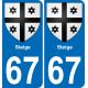 67 Steige autocollant sticker plaque immatriculation auto ville
