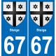 67 Steige autocollant sticker plaque immatriculation auto ville