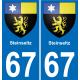 67 Steinseltz autocollant sticker plaque immatriculation auto ville