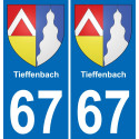 67 Tieffenbach autocollant sticker plaque immatriculation auto ville