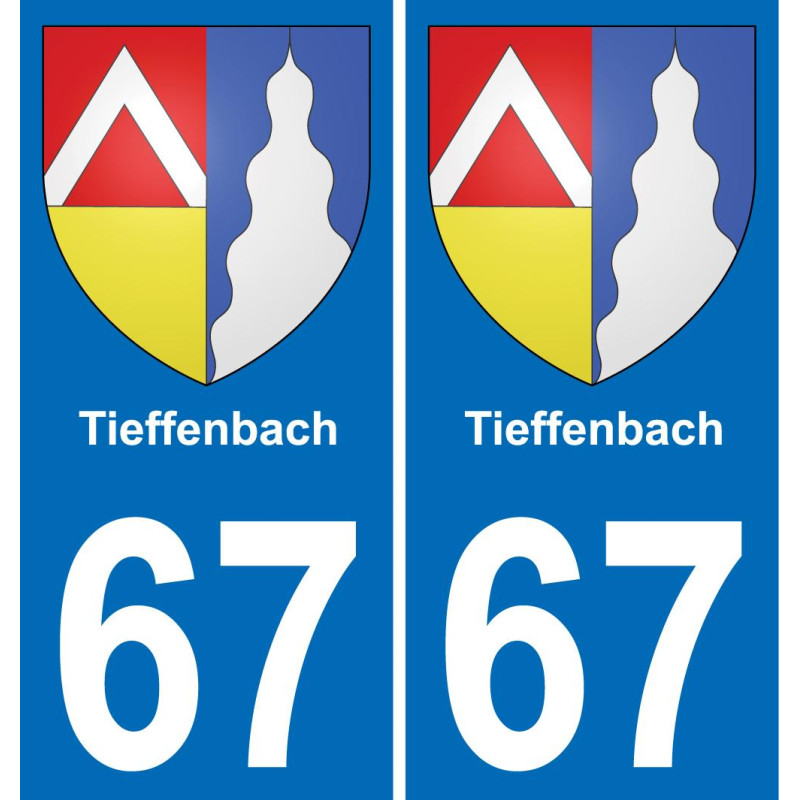 67 Tieffenbach autocollant sticker plaque immatriculation auto ville