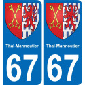 67 Thal-Marmoutier autocollant sticker plaque immatriculation auto ville