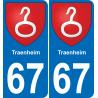 67 Traenheim autocollant sticker plaque immatriculation auto ville