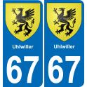67 Uhlwiller autocollant sticker plaque immatriculation auto ville