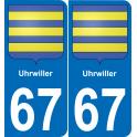 67 Uhrwiller autocollant sticker plaque immatriculation auto ville