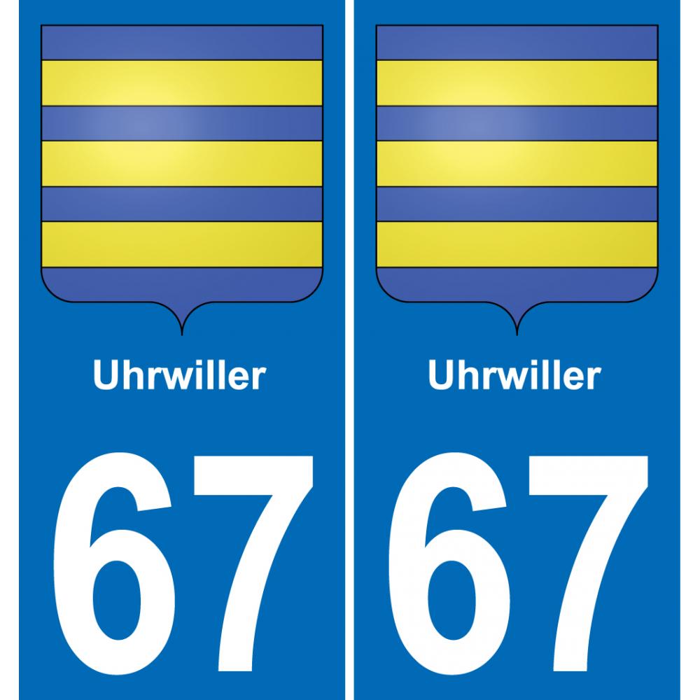 67 Uhrwiller placa etiqueta de registro de la ciudad