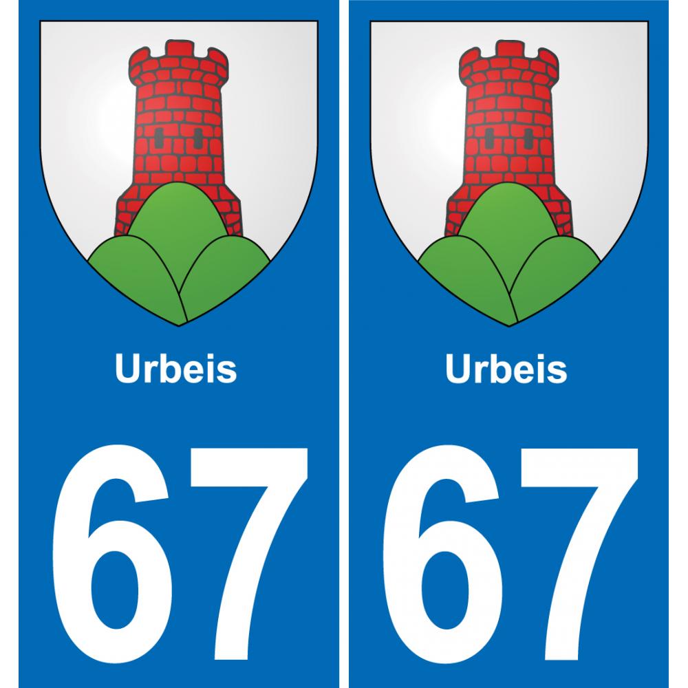 67 Urbeis placa etiqueta de registro de la ciudad