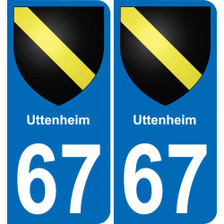 67 Uttenheim autocollant sticker plaque immatriculation auto ville