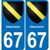 67 Uttenheim placa etiqueta de registro de la ciudad