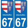 67 Uttenhoffen placa etiqueta de registro de la ciudad