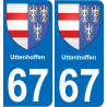67 Uttenhoffen sticker plate registration city