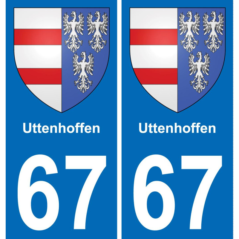 67 Uttenhoffen sticker plate registration city
