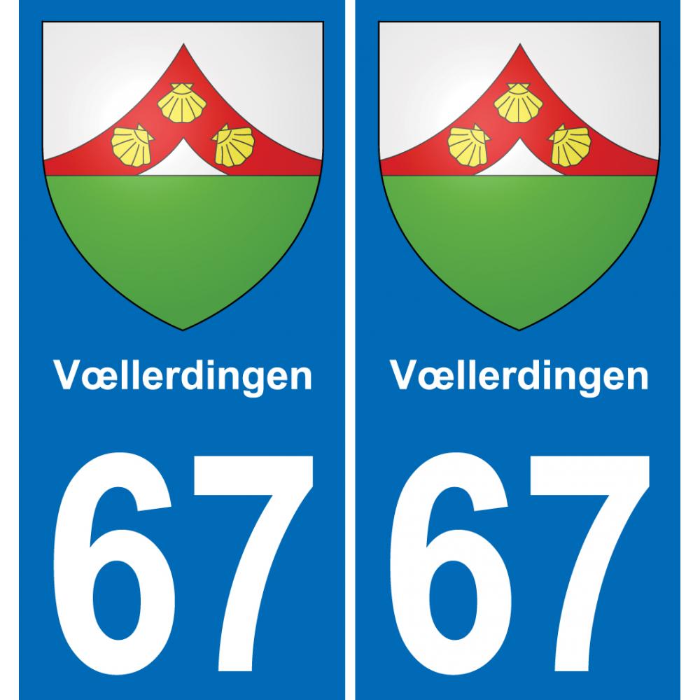 67 Vœllerdingen sticker plate registration city
